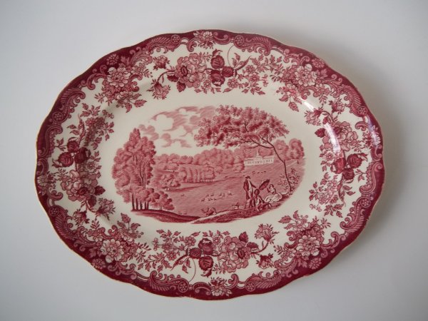 Platte oval "Avon Scenes" Rot