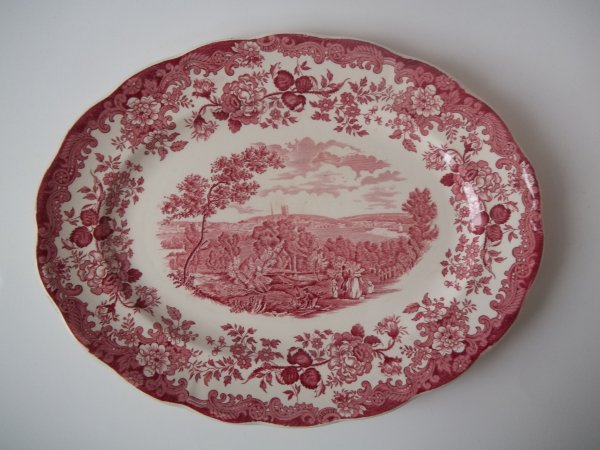 Platte oval gross "Avon Scenes" Rot