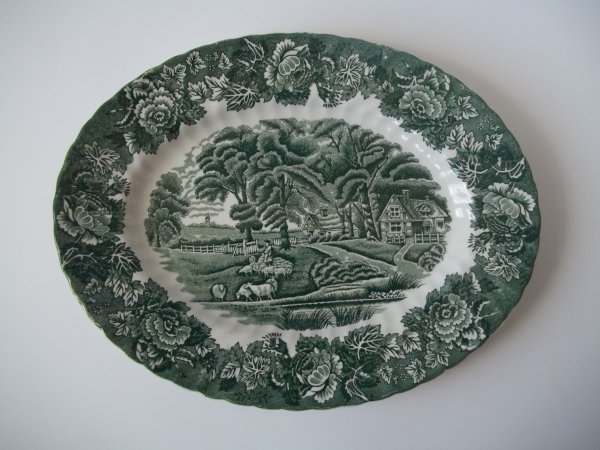 Platte oval "English Scenery" Grün