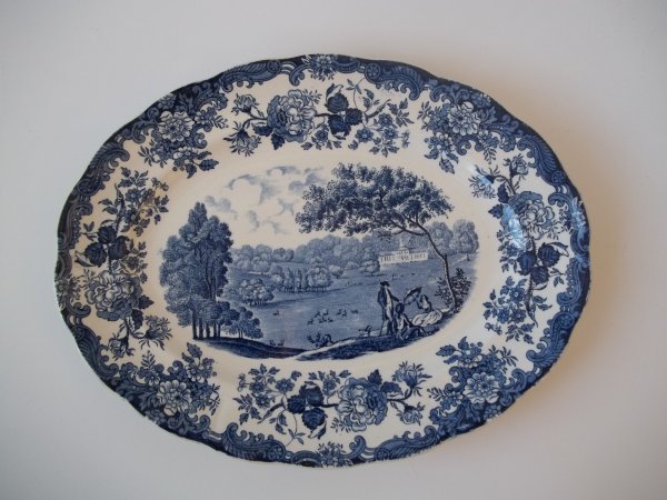 Platte oval mittel "Avon Scenes" Blau