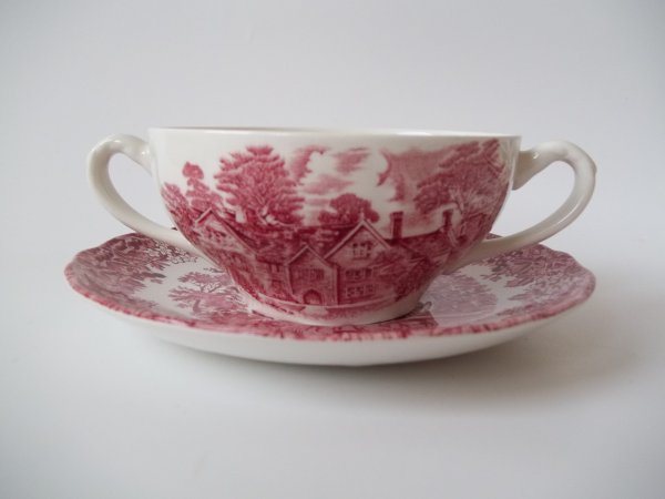 Suppentasse mit Untere "Romantic England" Rot