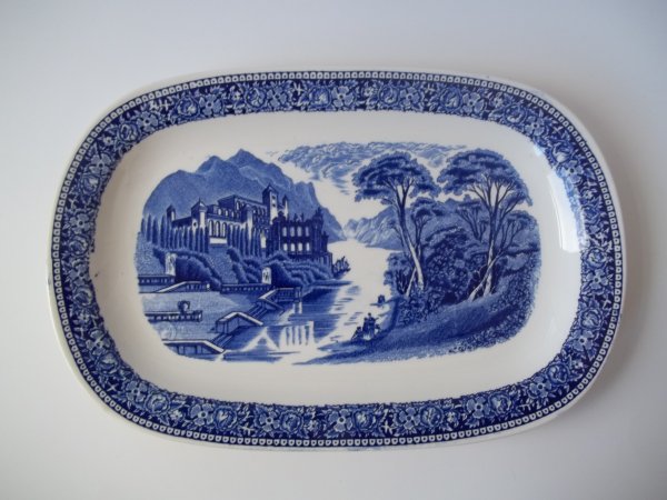 Platte eckig gross "Cambridge Old England" Blau