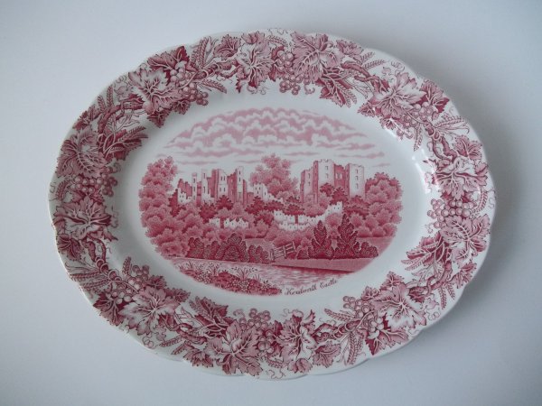 Platte oval "British Castles" Rot