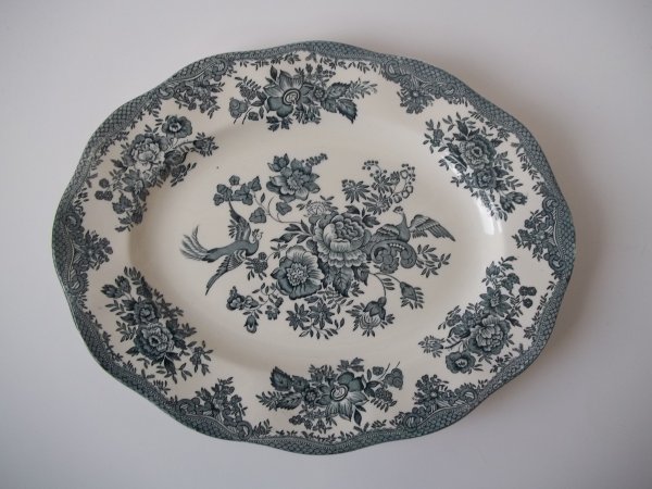 Platte oval "Asiatic Pheasants" Grün