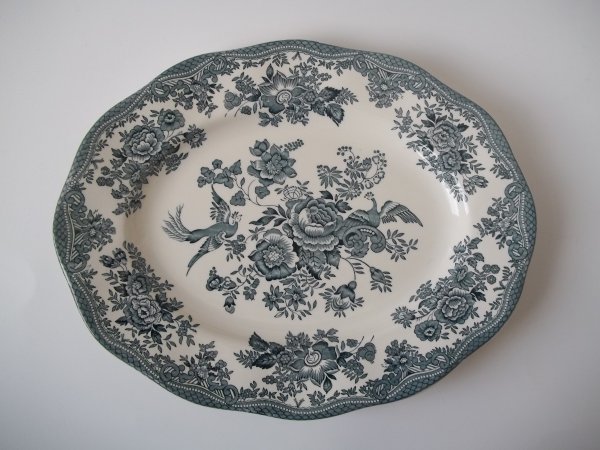 Platte oval gross "Asiatic Pheasants" Grün