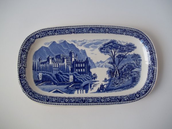 Platte eckig mittel "Cambridge Old England" Blau 1b