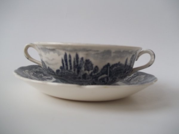 Suppentasse mit Untere "Thames River Scenes" Grau
