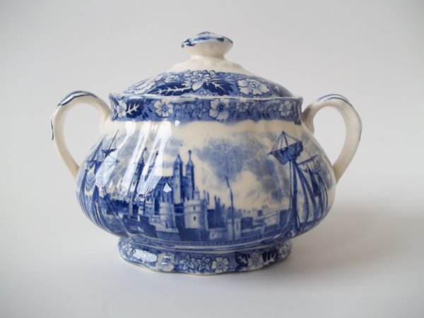 Zuckertopf "Thames River Scenes" Blau