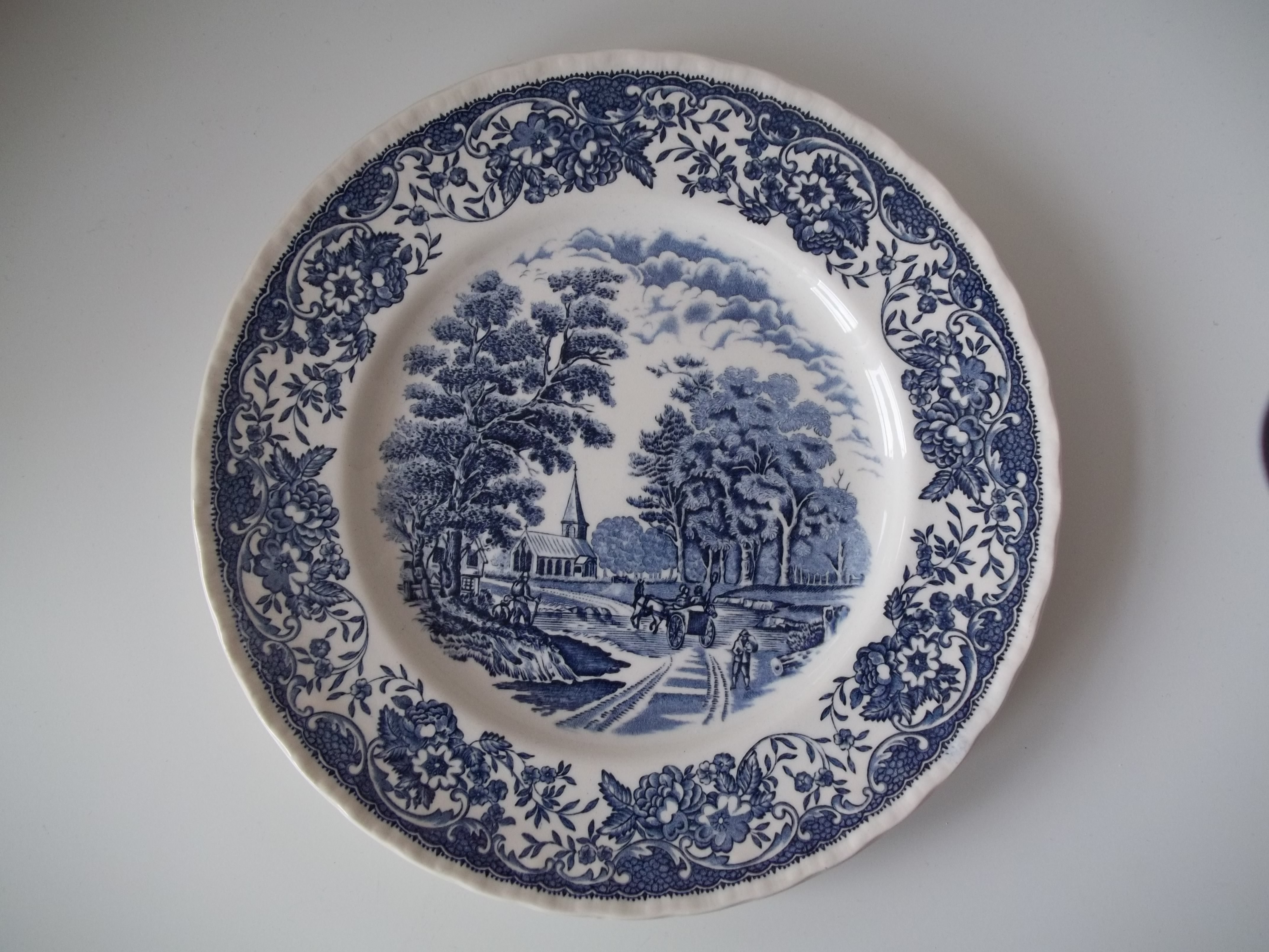 Royal Tudor Ware Olde England Essteller Teller Blau | My Home Is My Castle