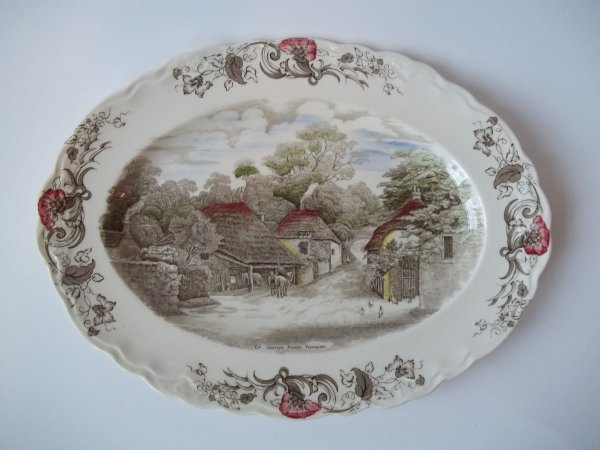 Platte oval "Charming England" Braun Bunt