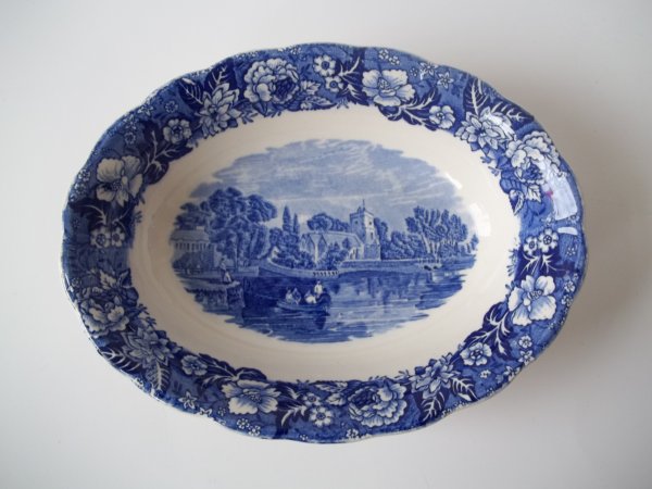 Schale oval klein "Thames River Scenes" Blau