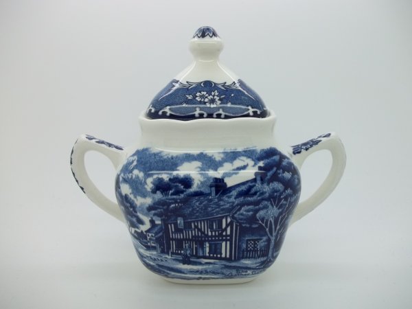 Zuckertopf "English Country Inns" Blau