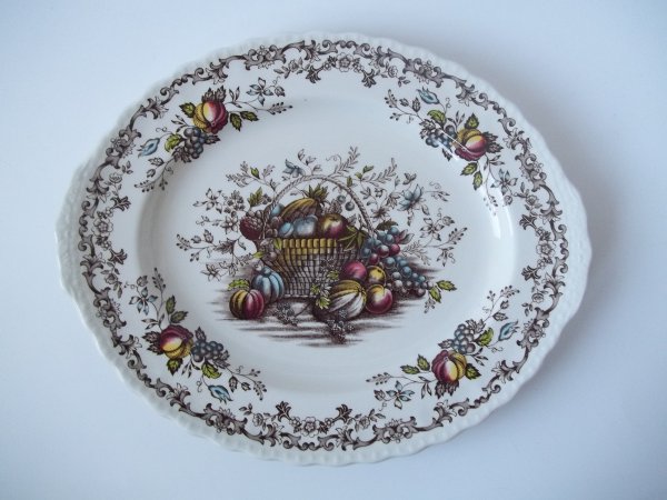 Platte oval "Fruits &amp; Flowers" Braun Bunt